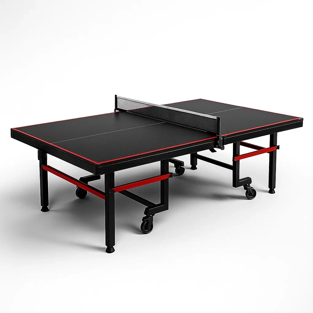 Tischtennisplatte MDF mit Stahlrahmen Schwarz/Rot 274x152,5x76 cm mit Netz-furnovetra