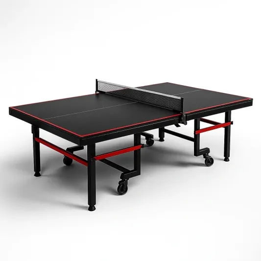 Tischtennisplatte MDF mit Stahlrahmen Schwarz/Rot 274x152,5x76 cm mit Netz-furnovetra