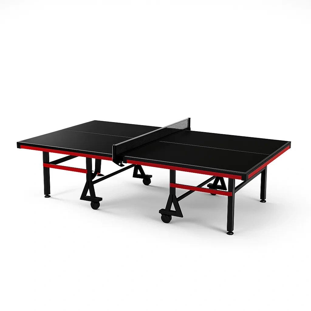 Klappbarer Tischtennistisch aus MDF und Stahl, 274 cm x 152.5 cm x 76 cm Schwarz Rot-furnovetra