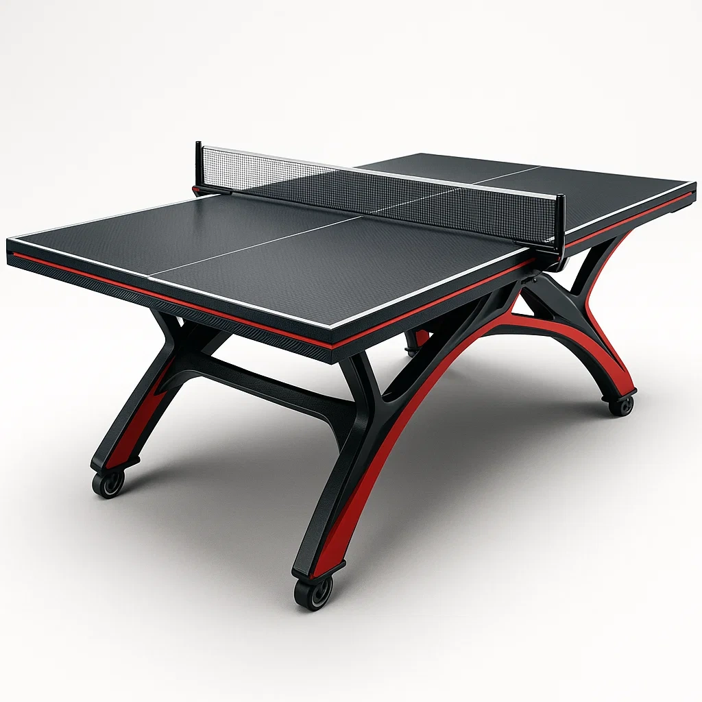 Tischtennistisch aus MDF und Stahl Schwarz Rot-furnovetra