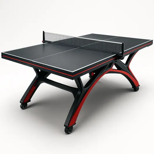 Tischtennistisch aus MDF und Stahl Schwarz Rot-furnovetra