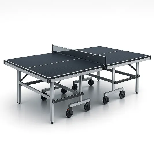 Tischtennisplatte aus MDF mit Stahlrahmen und Rollen Schwarz-furnovetra