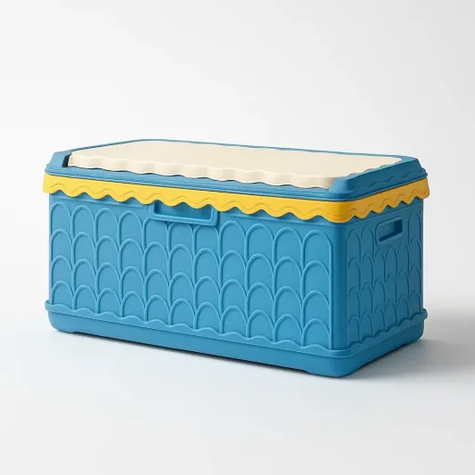 Kunststoff Aufbewahrungsbox Blau/Gelb 60x35x30cm-furnovetra
