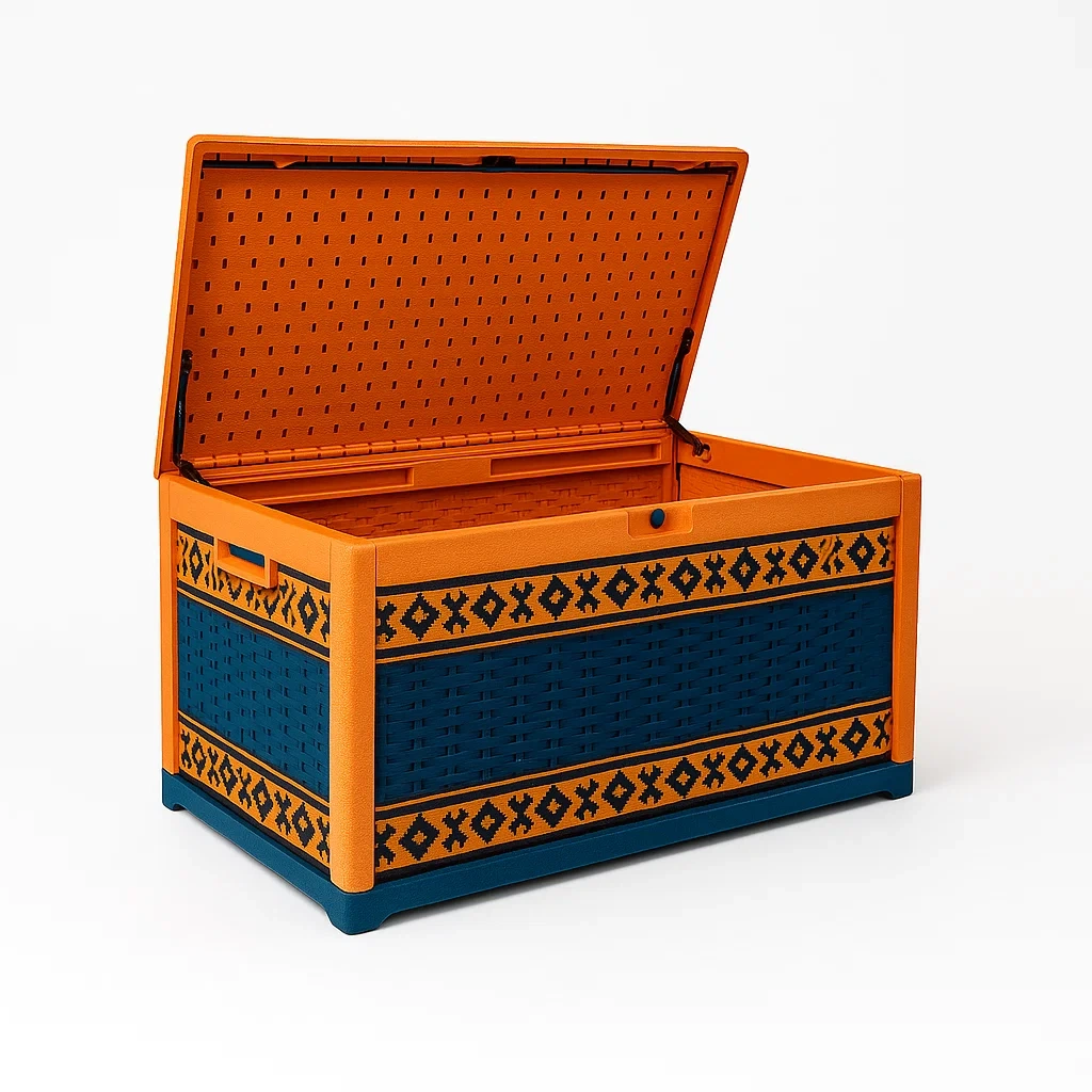 Kunststoff-Aufbewahrungsbox Orange/Blau 60x40x45 cm-furnovetra