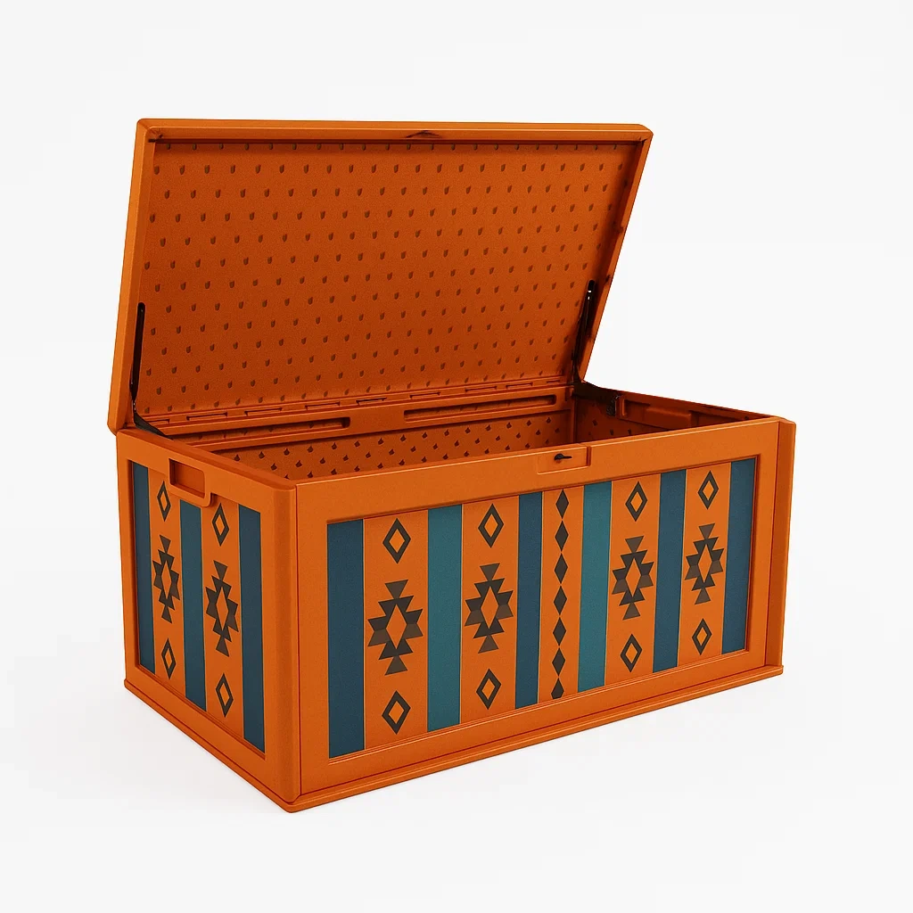 Aufbewahrungsbox aus Kunststoff in Orange mit Muster 60cm x 40cm x 40cm-furnovetra