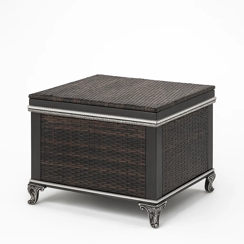 Aufbewahrungsbox aus Rattan mit Metallbeinen Dunkelbraun-furnovetra