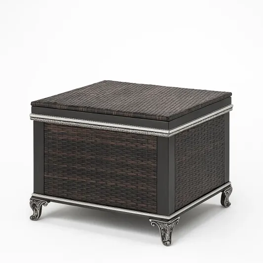 Aufbewahrungsbox aus Rattan mit Metallbeinen Dunkelbraun-furnovetra