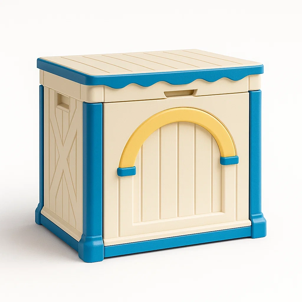Kinder Aufbewahrungsbox Kunststoff Beige/Blau/Gelb-furnovetra