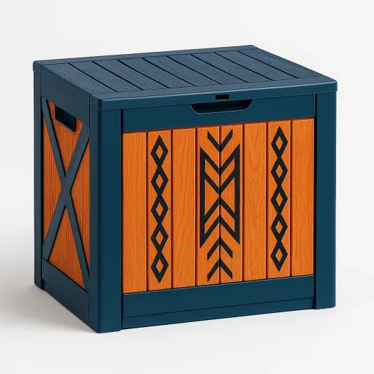 Aufbewahrungsbox Polypropylen Blau/Orange mit Muster-furnovetra