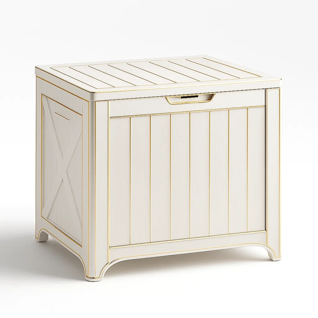 Aufbewahrungsbox Holzoptik Kunststoff Weiß 50x40x45 cm-furnovetra