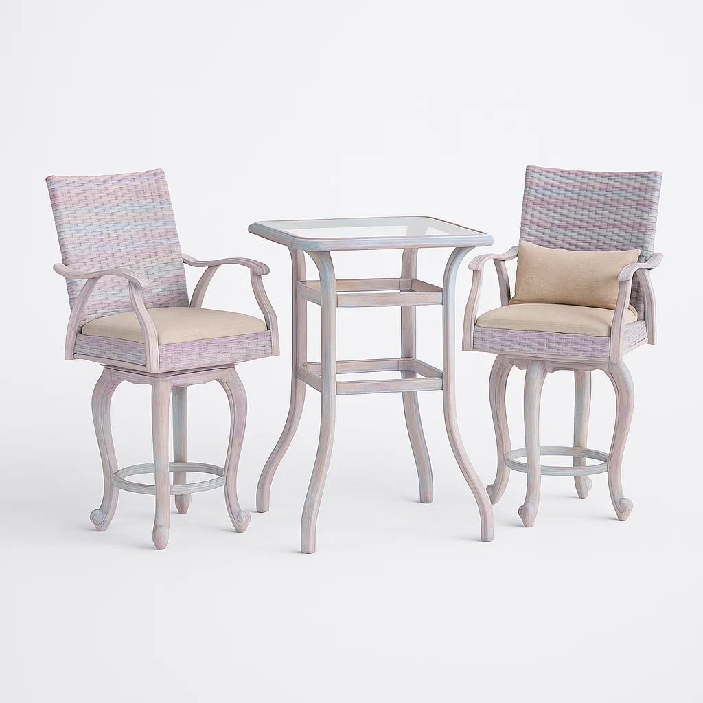 3-teiliges Rattan-Set mit Glasplatte-furnovetra