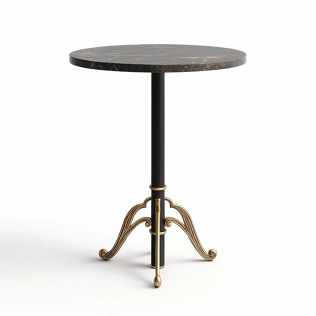 Runder Tisch aus Marmor mit Messingfuß 60cm-furnovetra