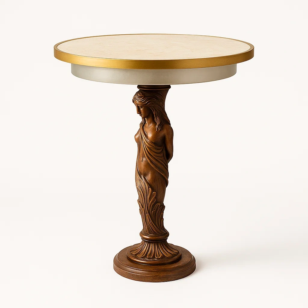 Runder Beistelltisch aus Holz mit Figurendesign, Höhe 60cm-furnovetra