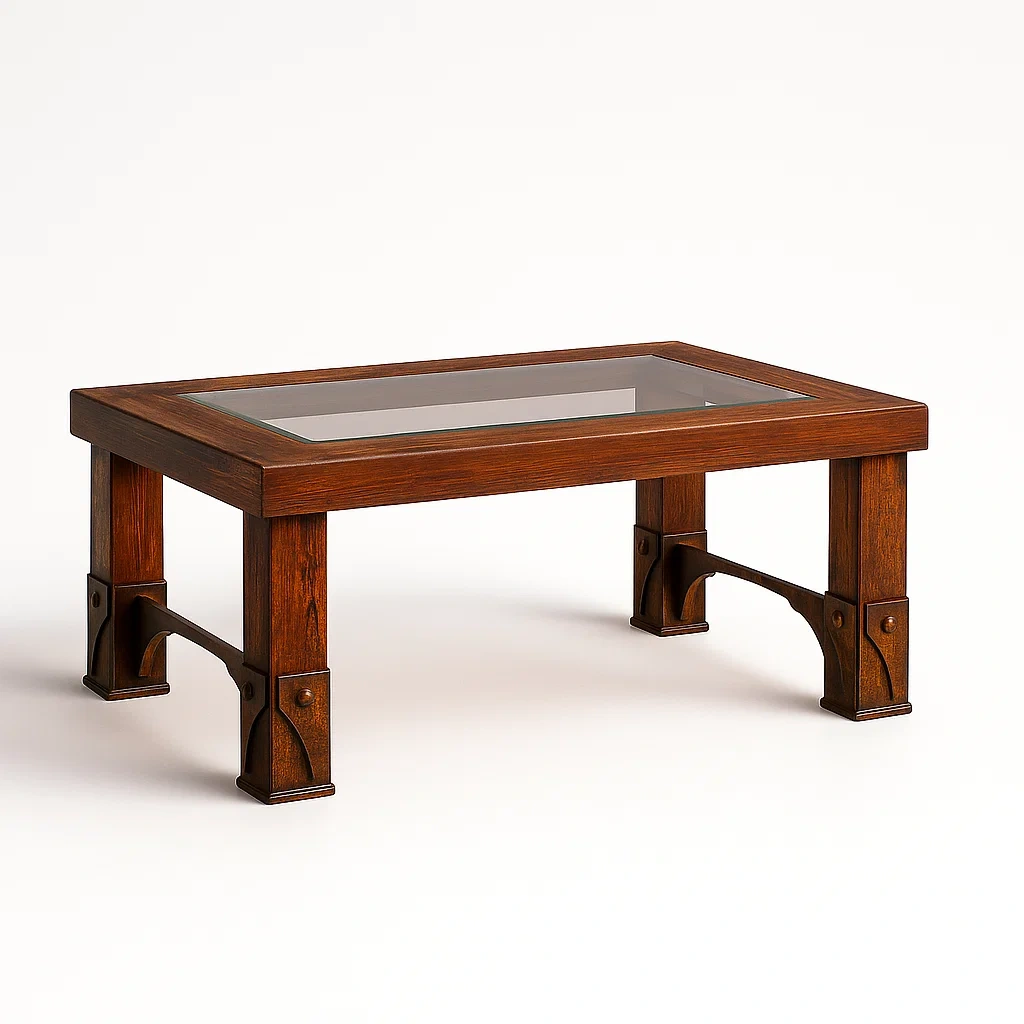Holztisch mit gehärtetem Glas 120x60x45 cm-furnovetra