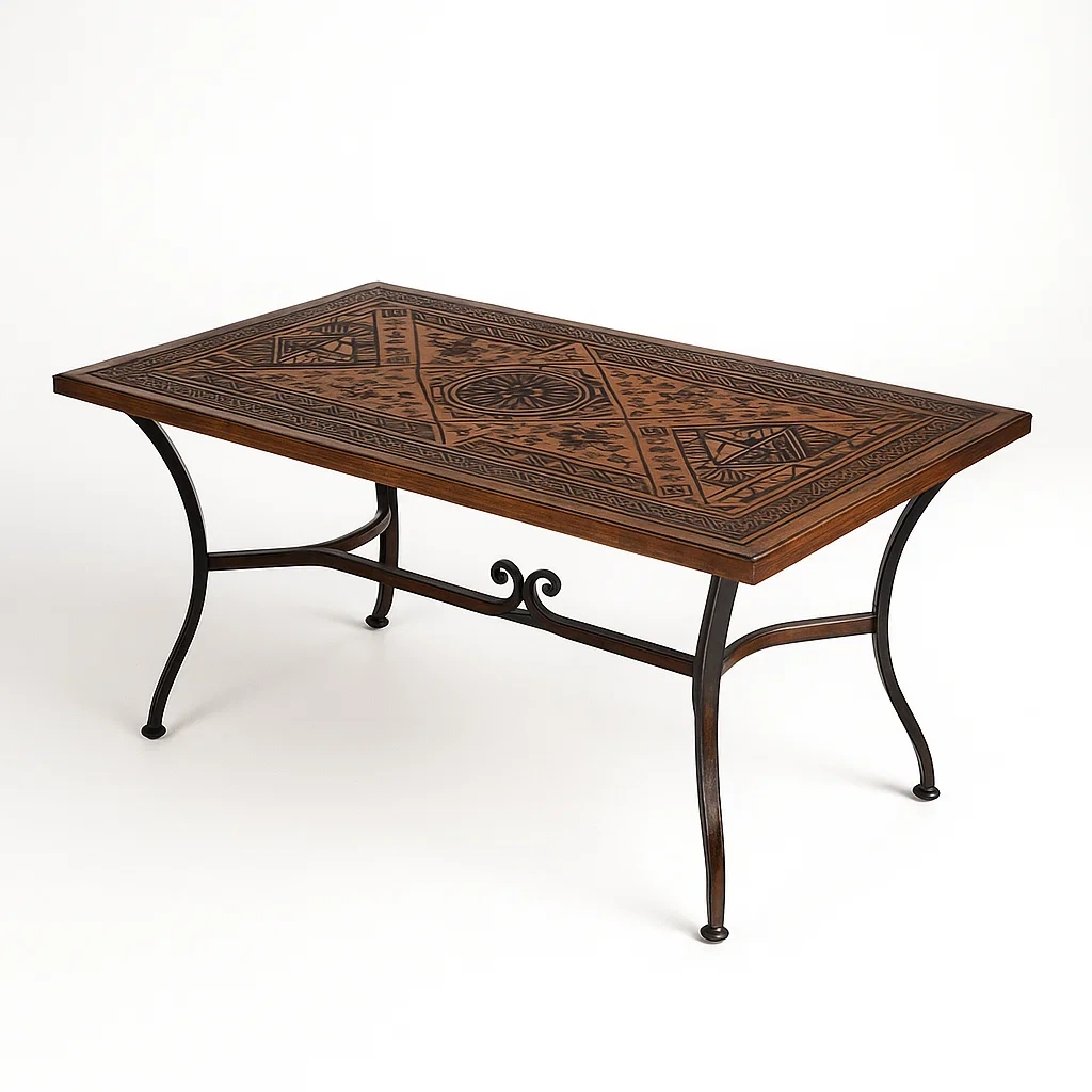Rechteckiger Tisch Massivholzplatte Eisenbeine 150x90x75cm-furnovetra