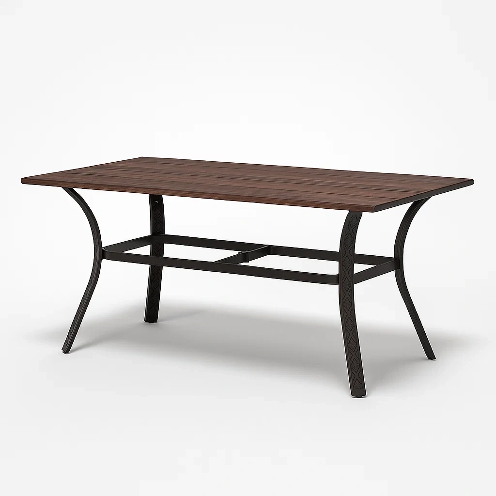 Rechteckiger Tisch mit Holzoptik-Tischplatte und Metallbeinen, 150x90x75 cm-furnovetra