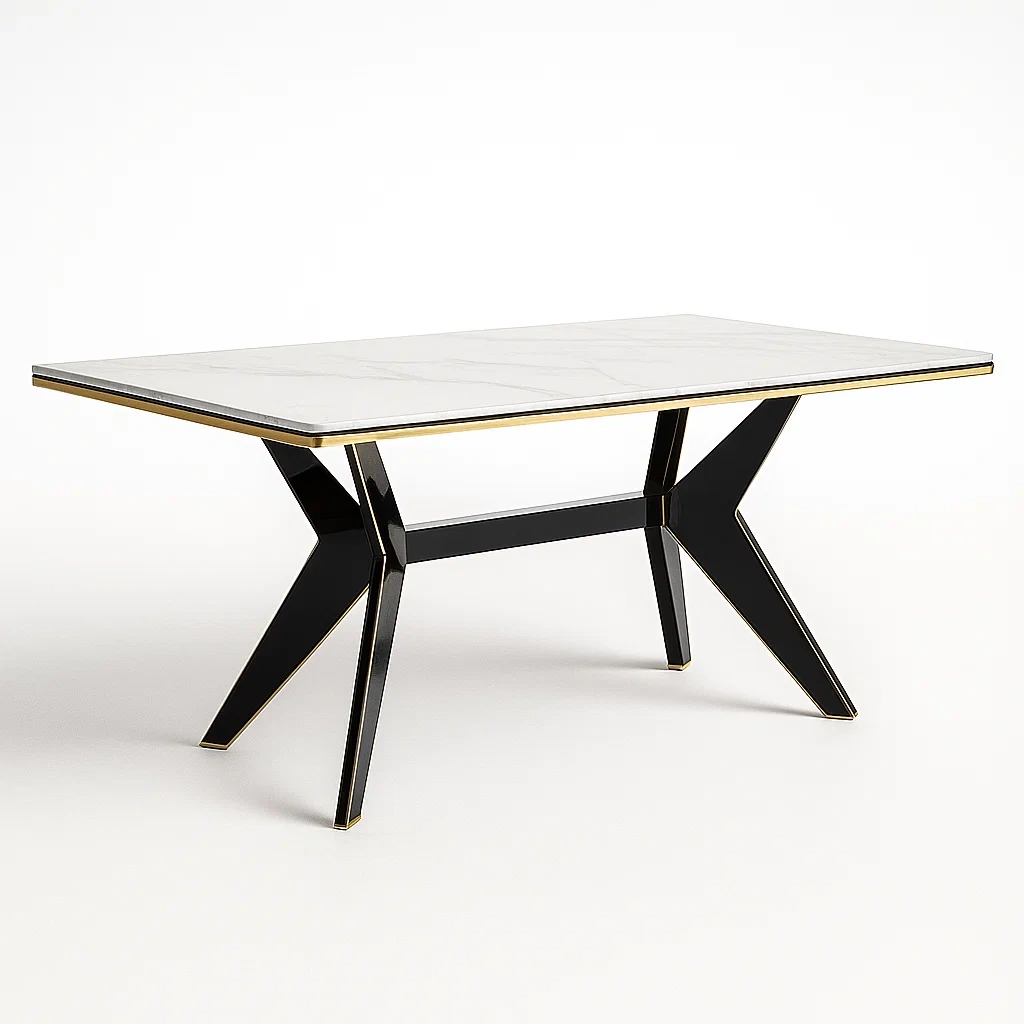 Esstisch Rechteckig Kunstmarmor Metallgestell 180x90x75 cm-furnovetra