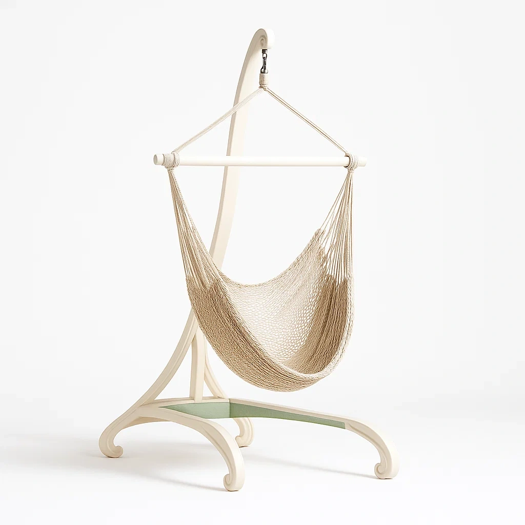 Hängesessel mit Holzgestell Baumwolle Creme Beige-furnovetra