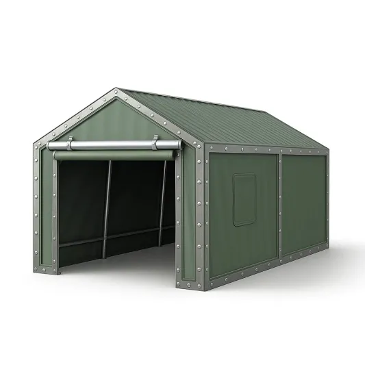 Stahlrahmen-Schutzdach aus PVC Grün 3x6x2.5m-trivelqor