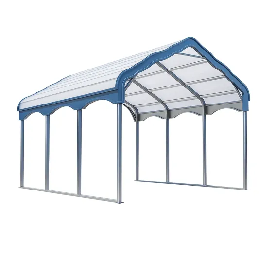 Carport Überdachung Metall Blau/Weiß 300x400x250 cm-trivelqor