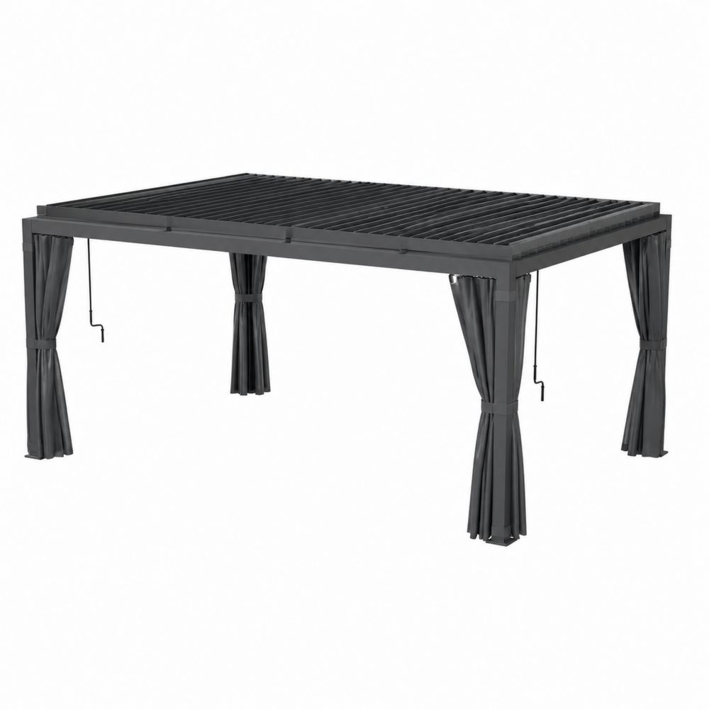 Pergola en Aluminium avec Lames Orientables 400x300 cm Gris