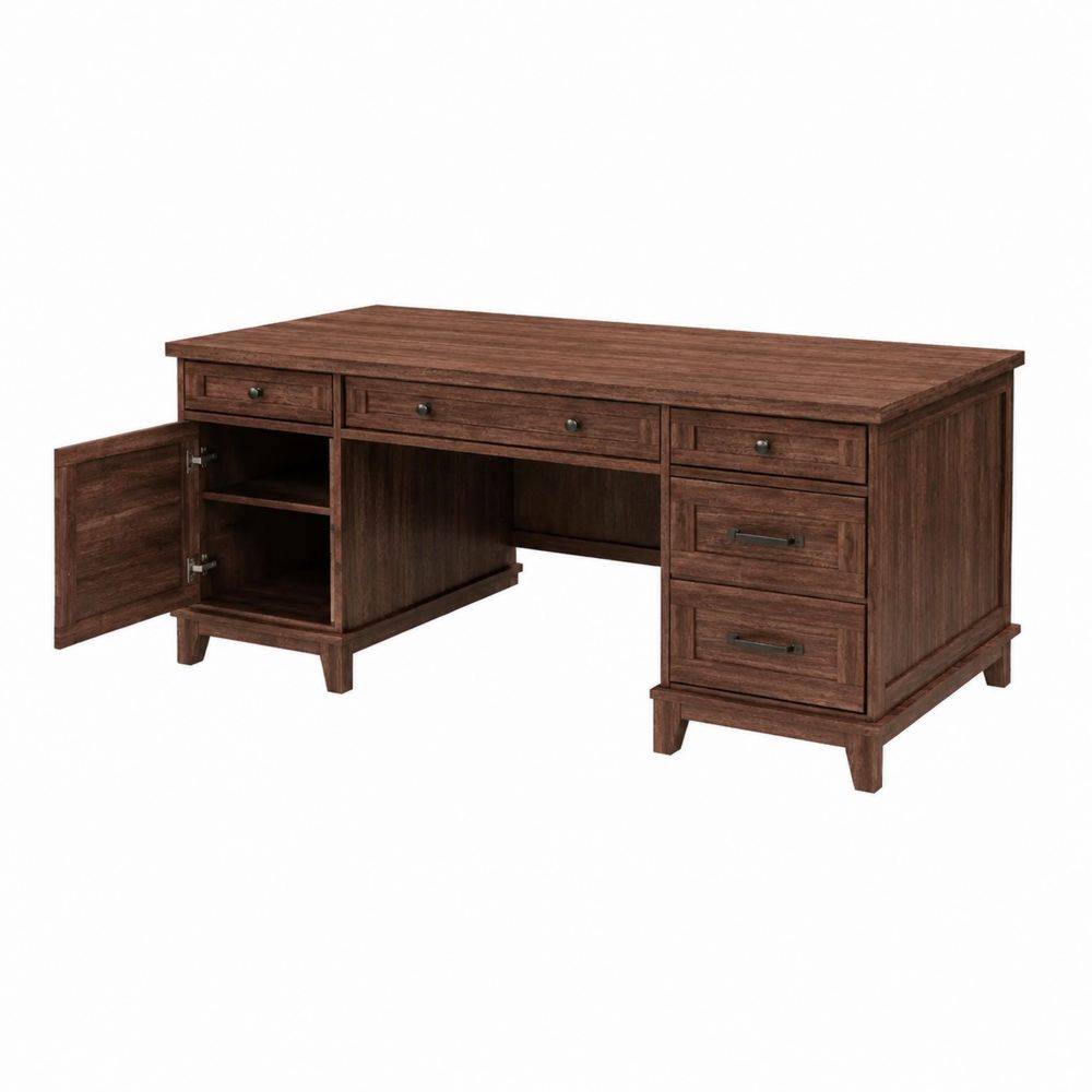 Bureau Rectangulaire en Bois de Chêne Brun