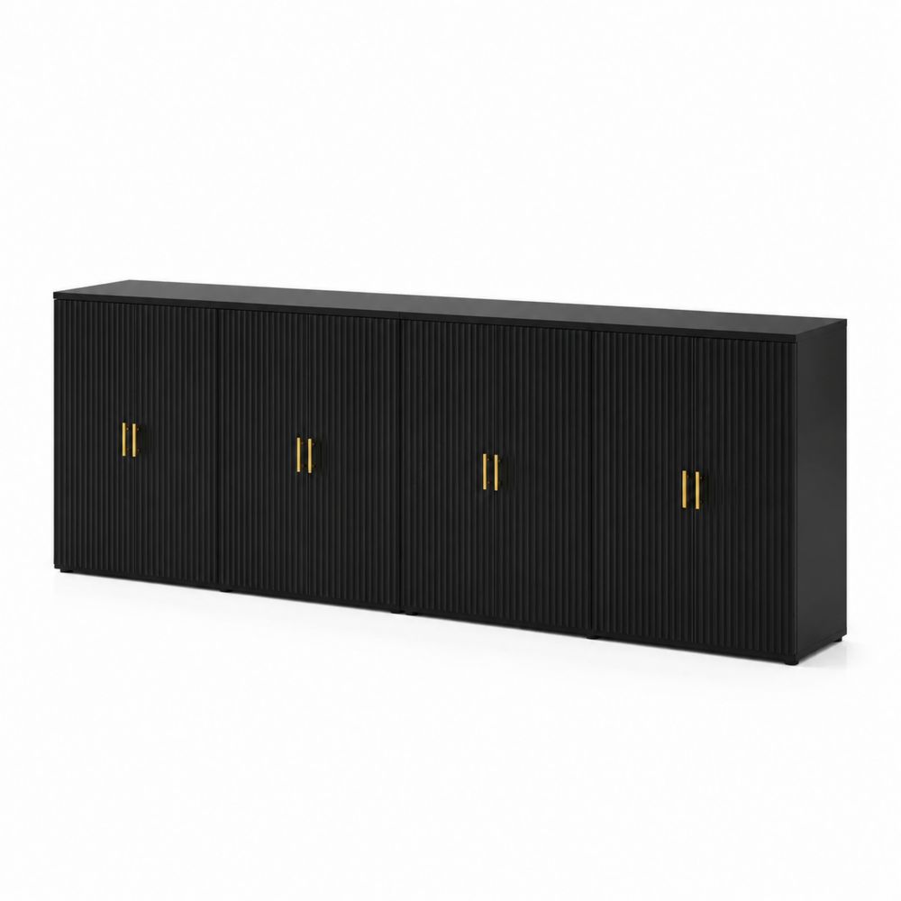 Buffet en bois noir avec poignées en métal doré