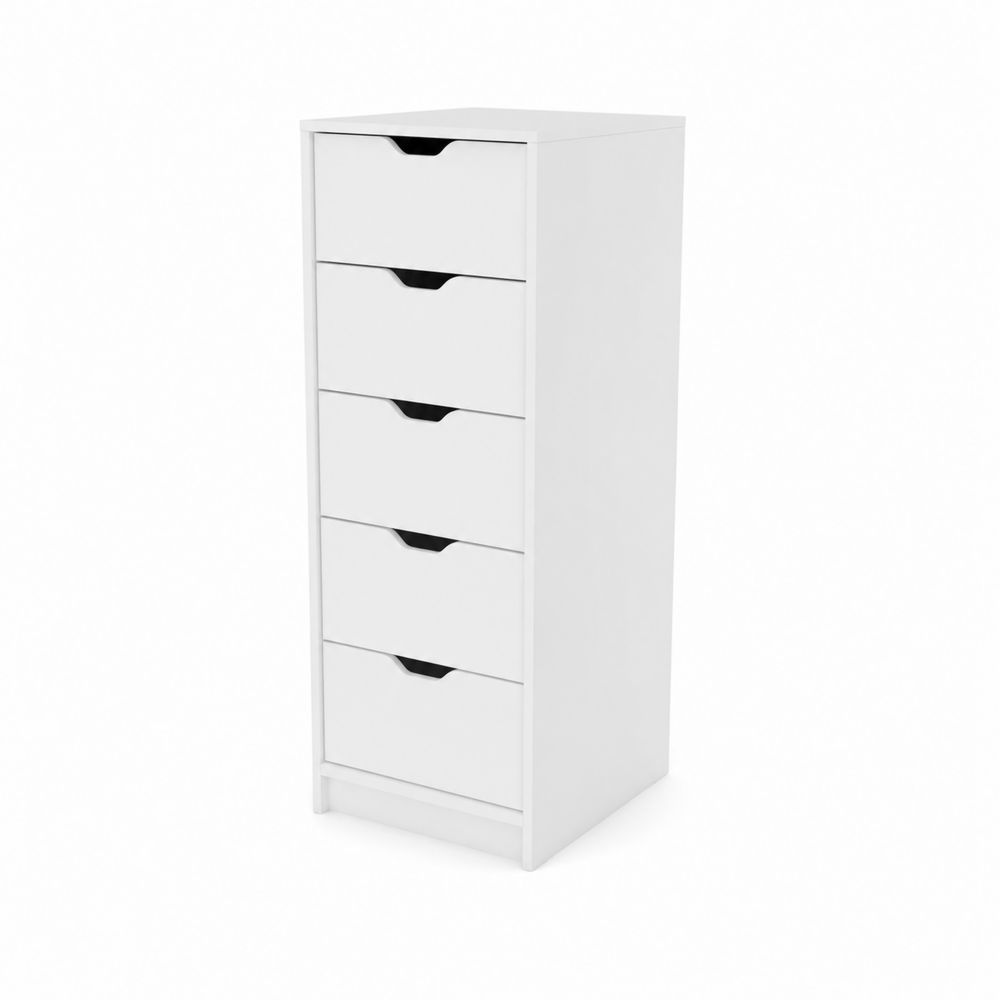 Commode à 5 tiroirs en bois MDF Blanc