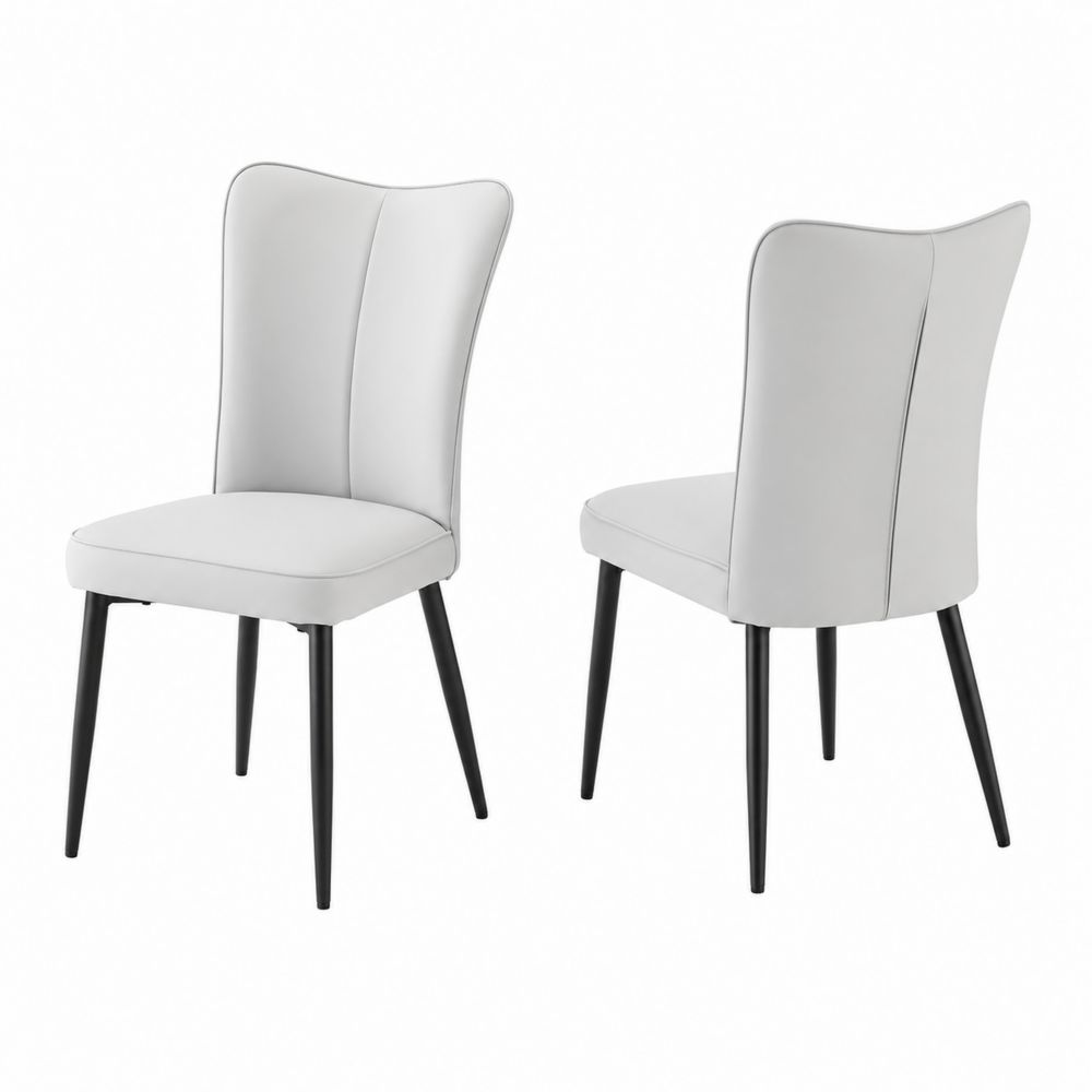 Chaises de salle à manger en simili cuir blanc avec pieds en métal noir