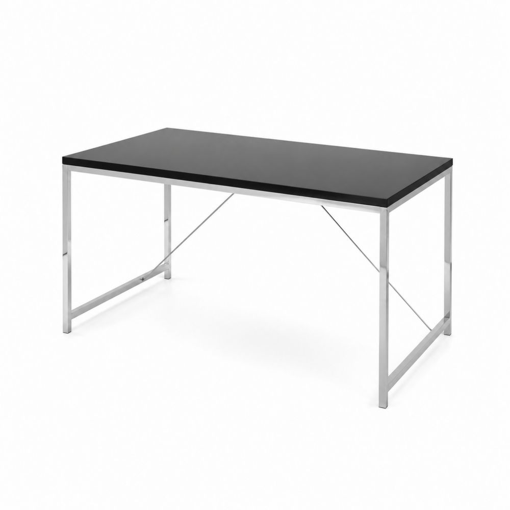Table noire en MDF et acier inoxydable