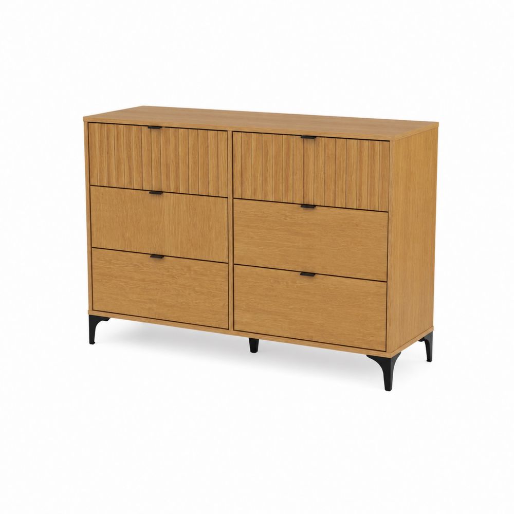 Commode en bois de chêne avec pieds en métal noir