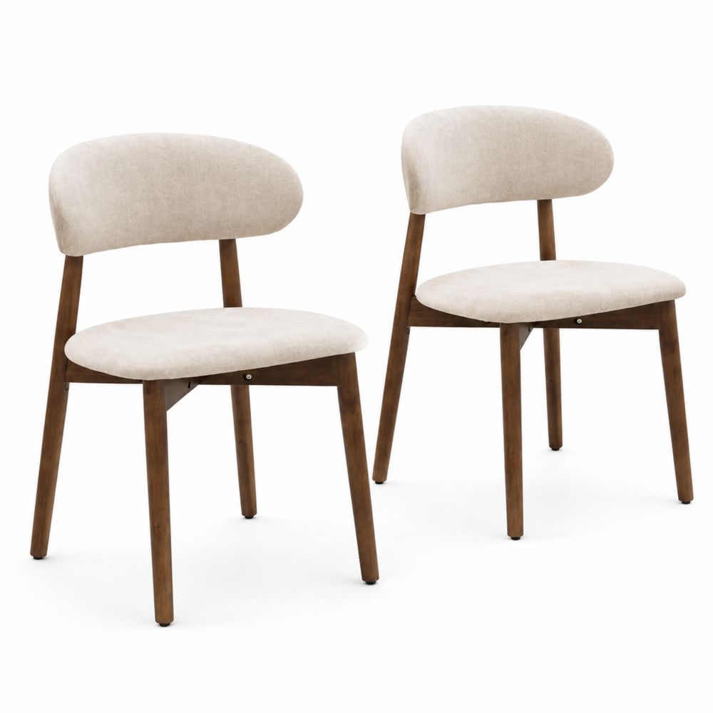 Lot de 2 chaises en bois avec tissu polyester beige