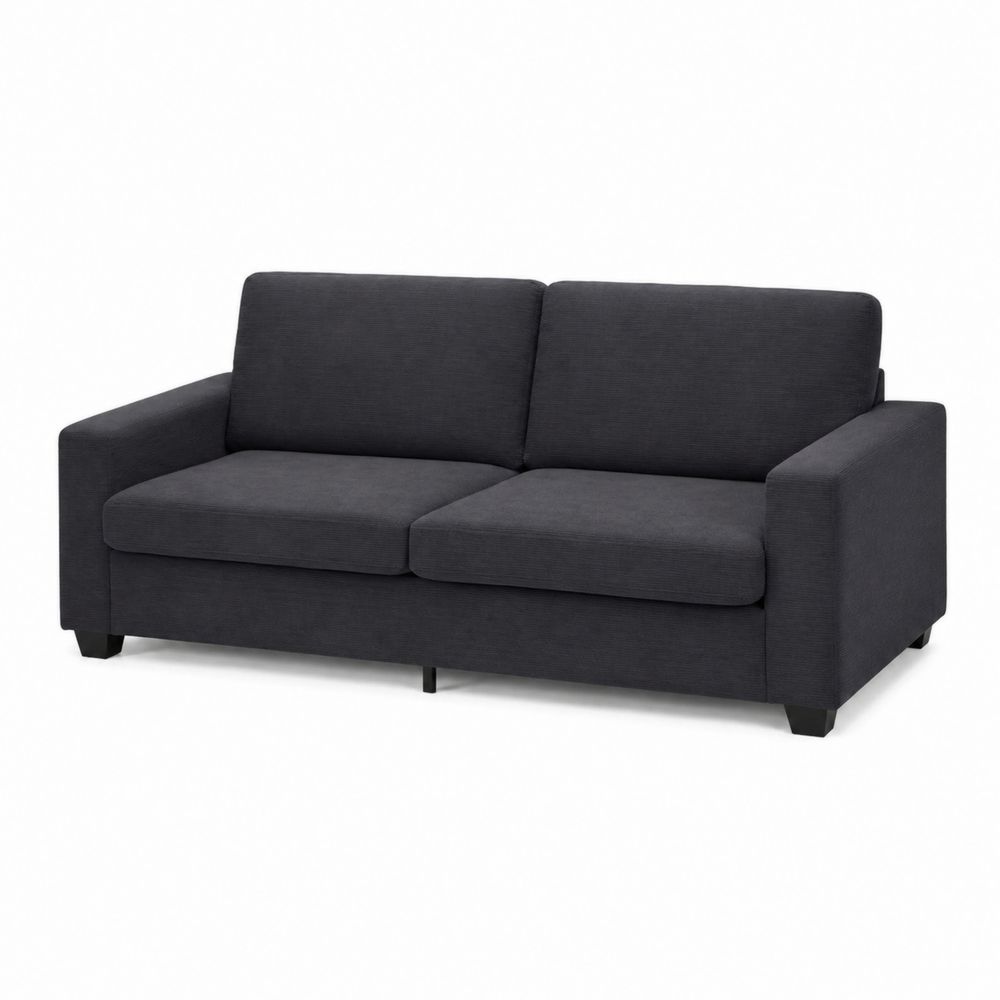 Canapé droit 3 places en tissu gris foncé