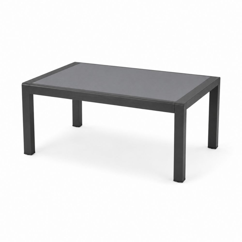 Table basse en aluminium et verre trempé Noir