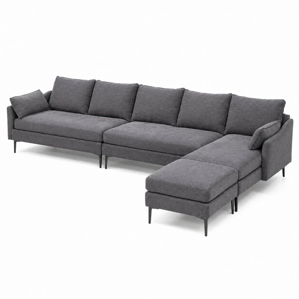 Canapé d'angle en tissu avec pieds en acier