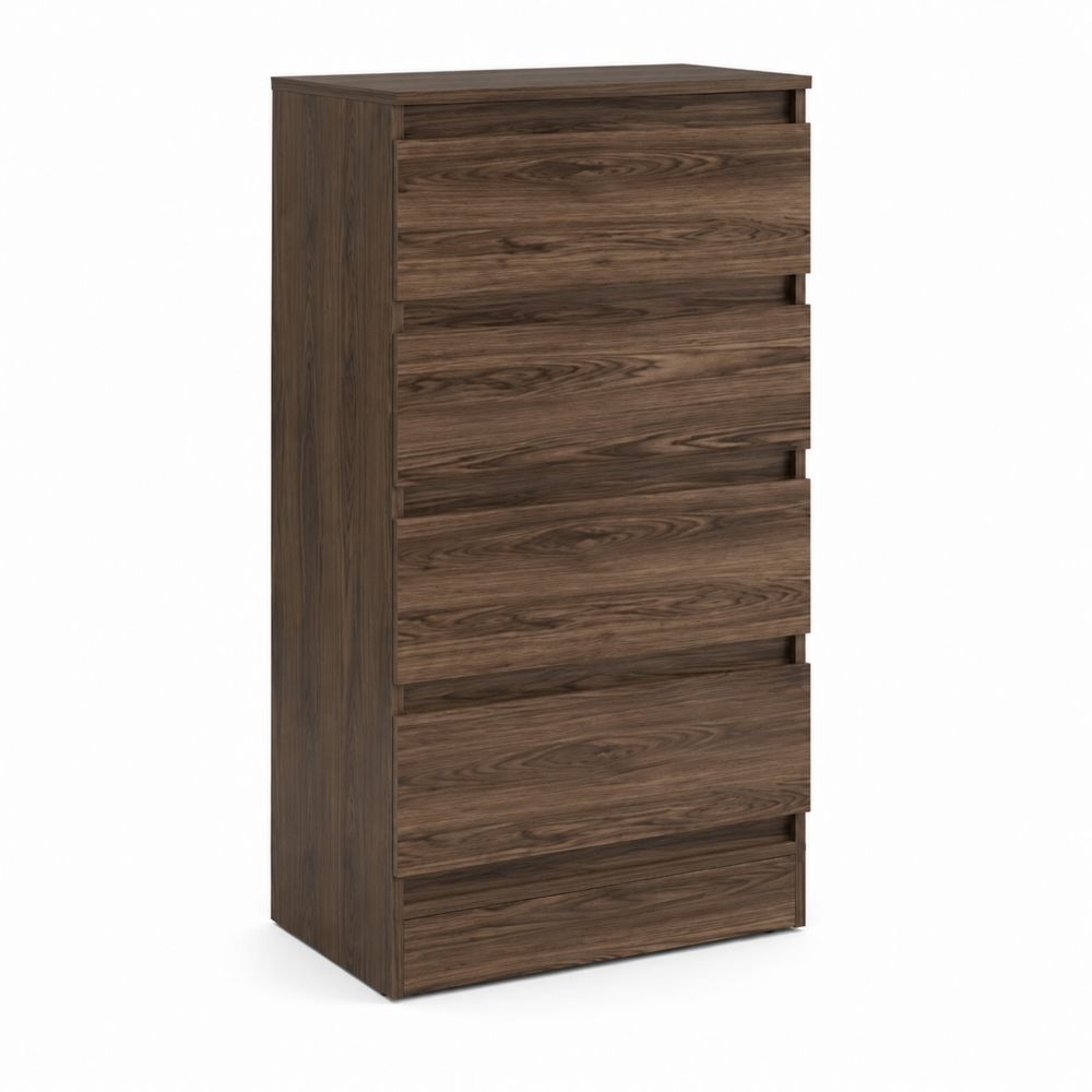 Commode en Bois de Noyer 5 Tiroirs Marron Foncé