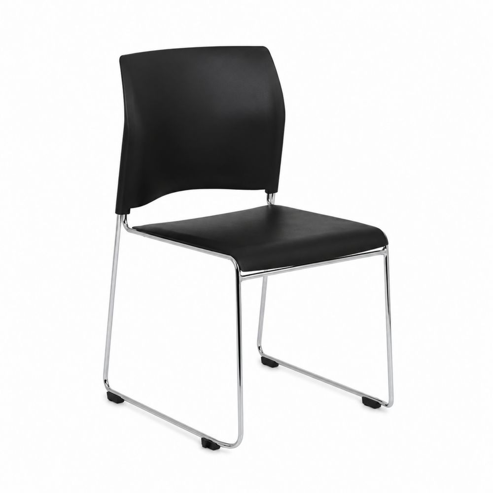 Chaise en métal et similicuir noir