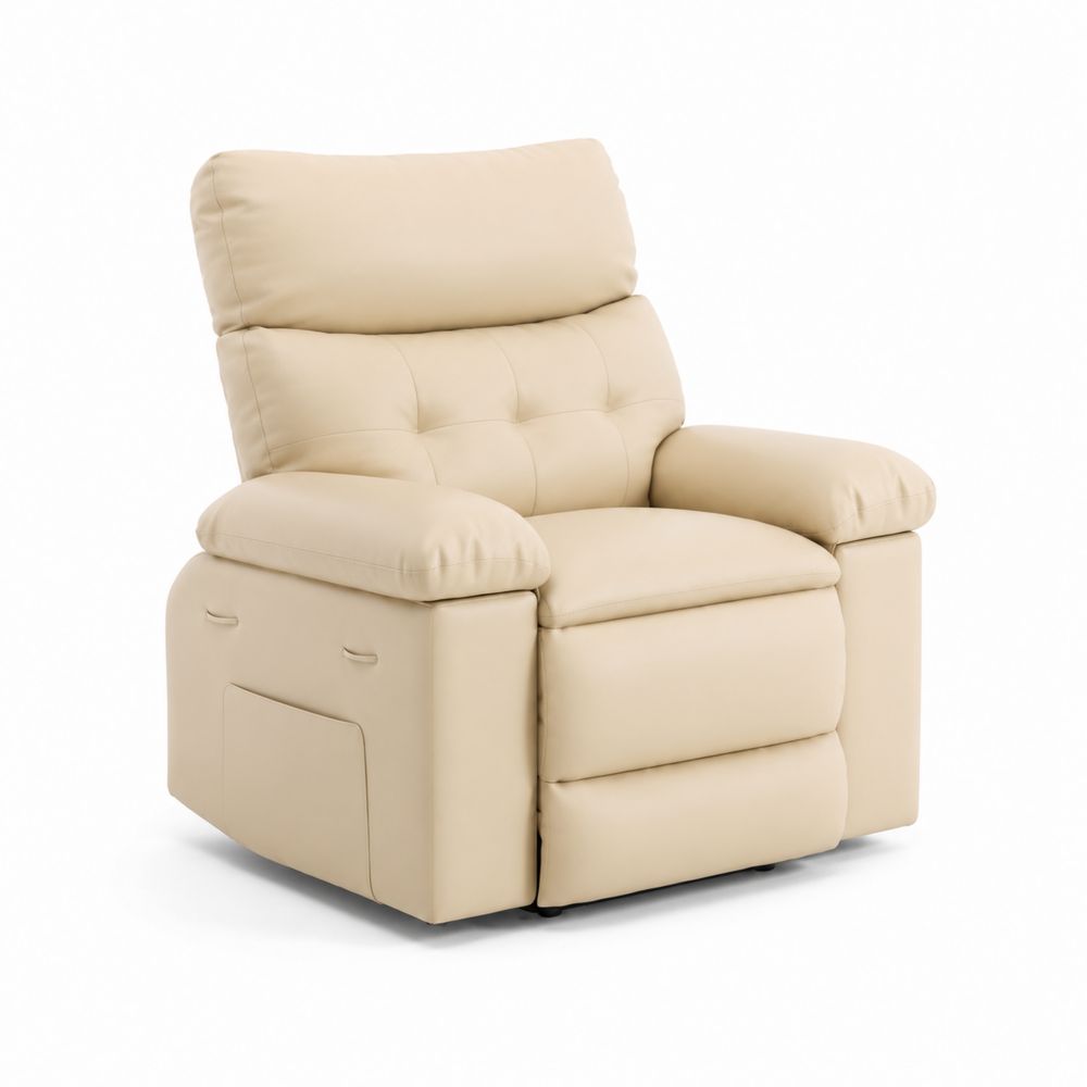 Fauteuil inclinable en cuir synthétique Beige 75x85x90 cm