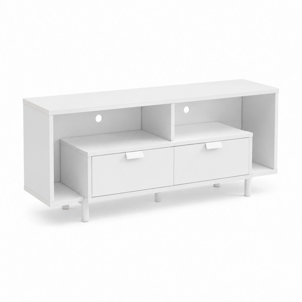 Meuble TV rectangulaire en bois MDF Blanc