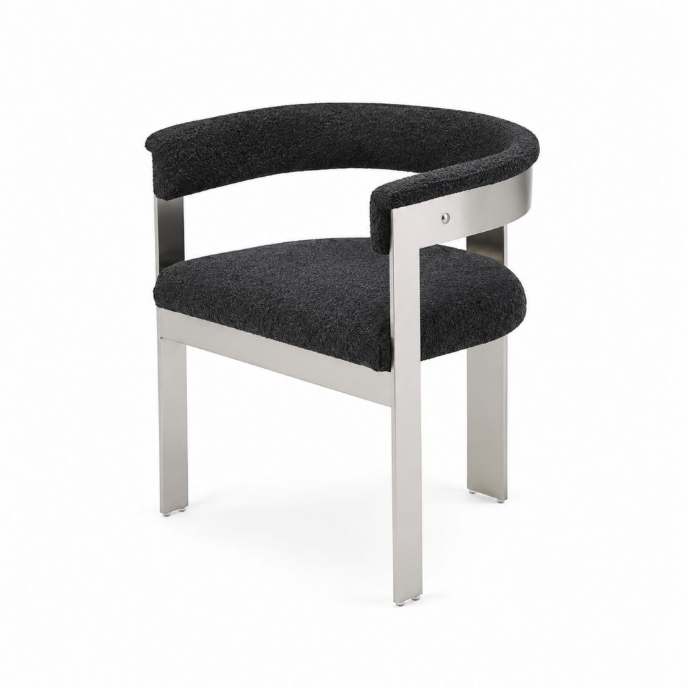 Chaise en métal avec tissu gris foncé