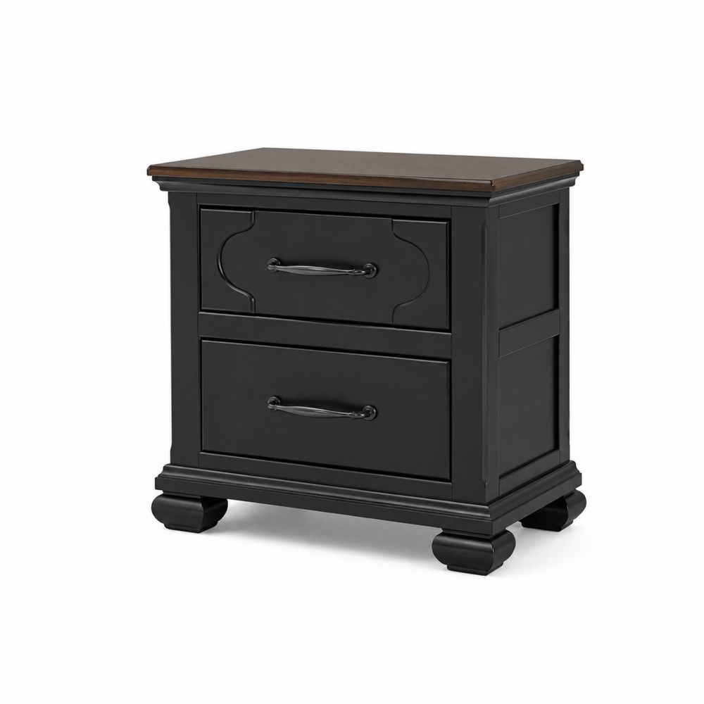 Table de chevet en bois et métal Noir et Brun