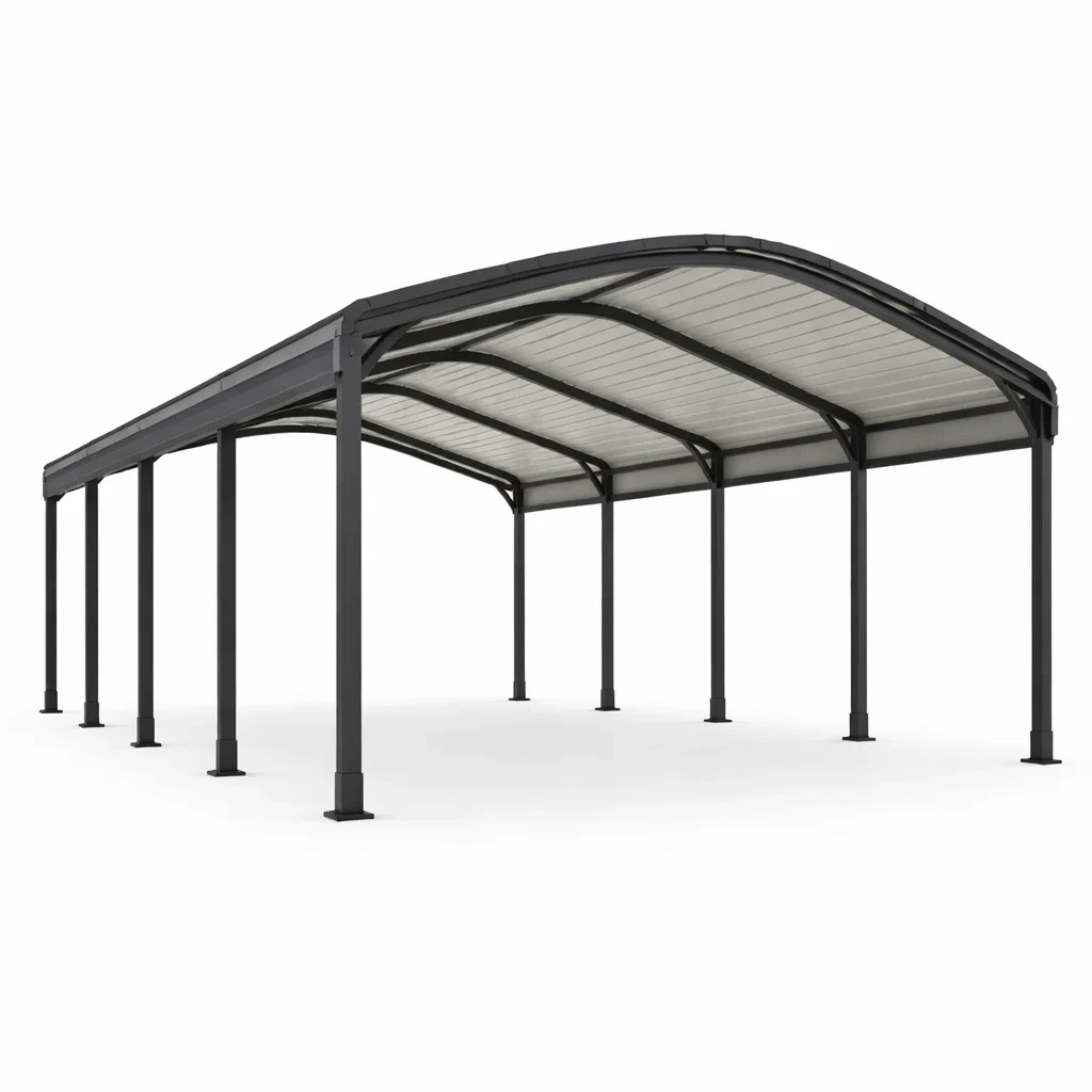 Doppel-Carport Aluminium Polycarbonat-Dach Grau 600x300x230 cm-Homelito