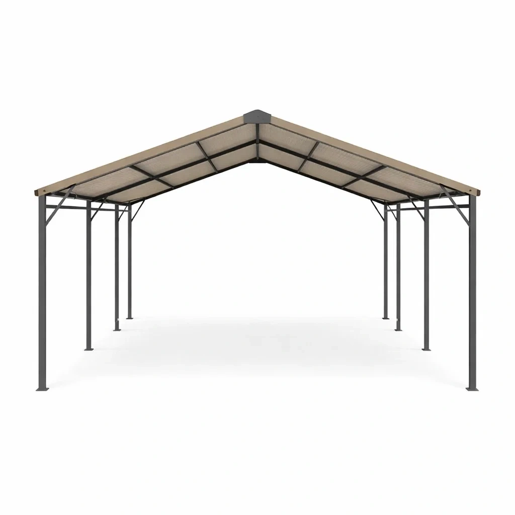 Carport mit Metallrahmen und Satteldach Beige 600x300x250 cm-Homelito