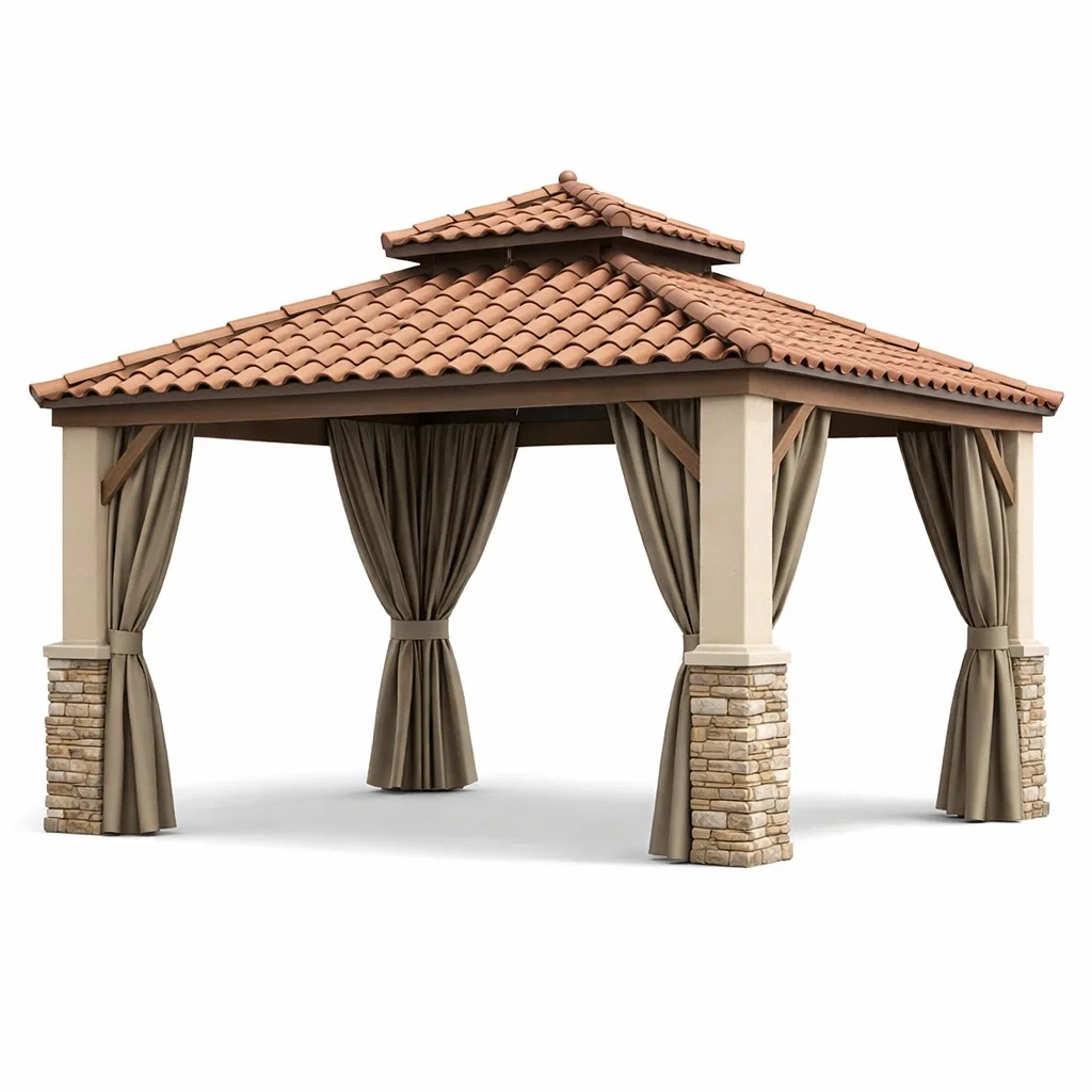 Pavillon mit Keramikdach und Steinverkleidung-Homelito