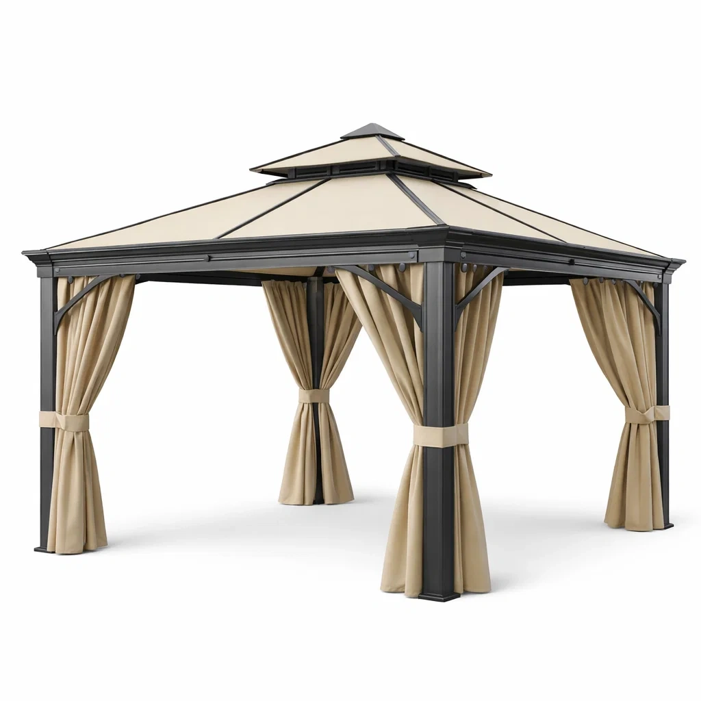 Pavillon mit Aluminiumrahmen und Polyestergewebe Beige-Homelito