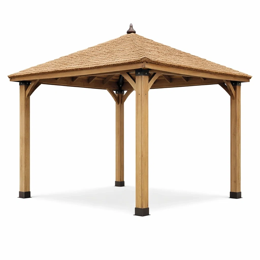 Holzpavillon mit Polyethylen-Dach 300x300 cm Beige-Homelito
