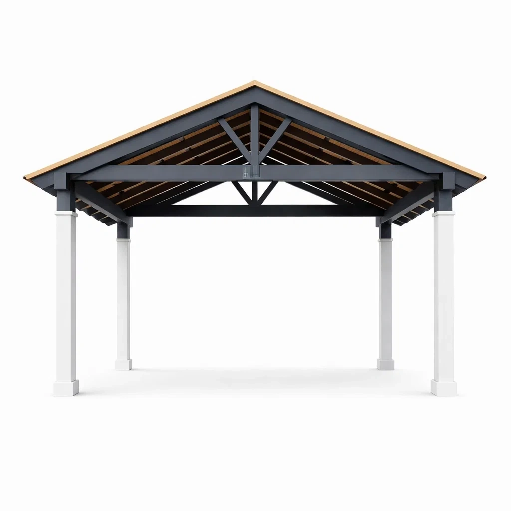 Metall Pavillon mit Holzdach in Anthrazit und Weiß-Homelito
