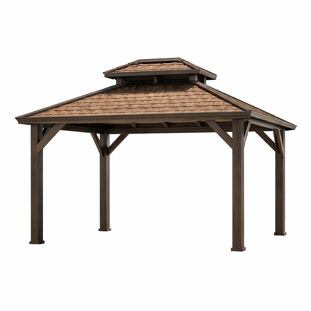 Holzpavillon mit Doppeldach 300x400 cm Braun-Homelito