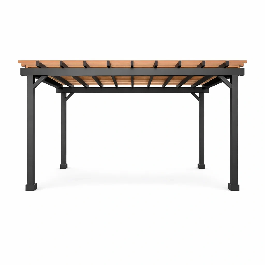 Aluminium und Holz Pergola 300x400 cm Schwarz und Natur-Homelito
