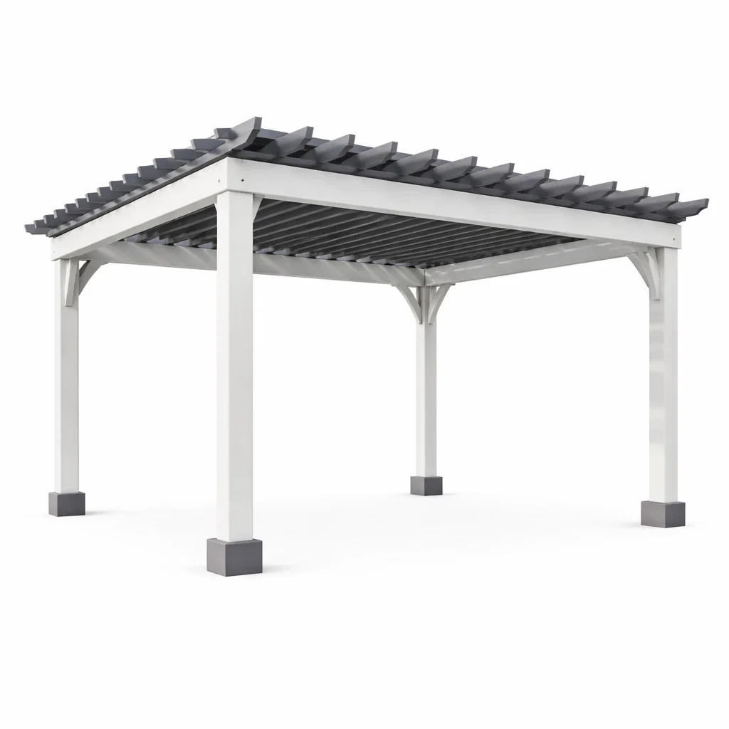 Aluminium Pergola mit verstellbarem Dach Grau/Weiß-Homelito